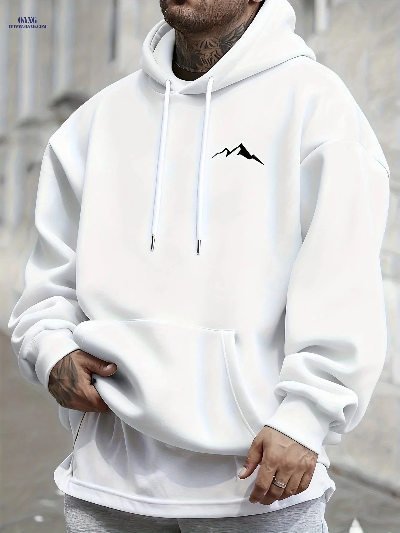 Casual Hooded Sweatshirt for Men - Wrinkle-Resistant & Easy Care   OAXG Coffee Brown / FR S