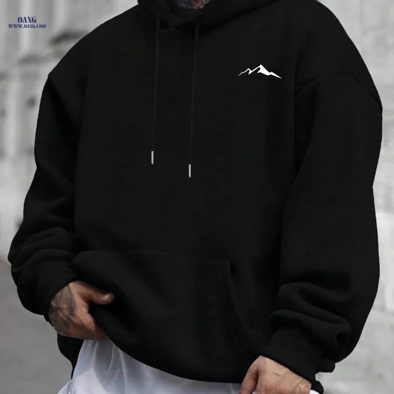 Casual Hooded Sweatshirt for Men - Wrinkle-Resistant & Easy Care   OAXG Coffee Brown / FR S