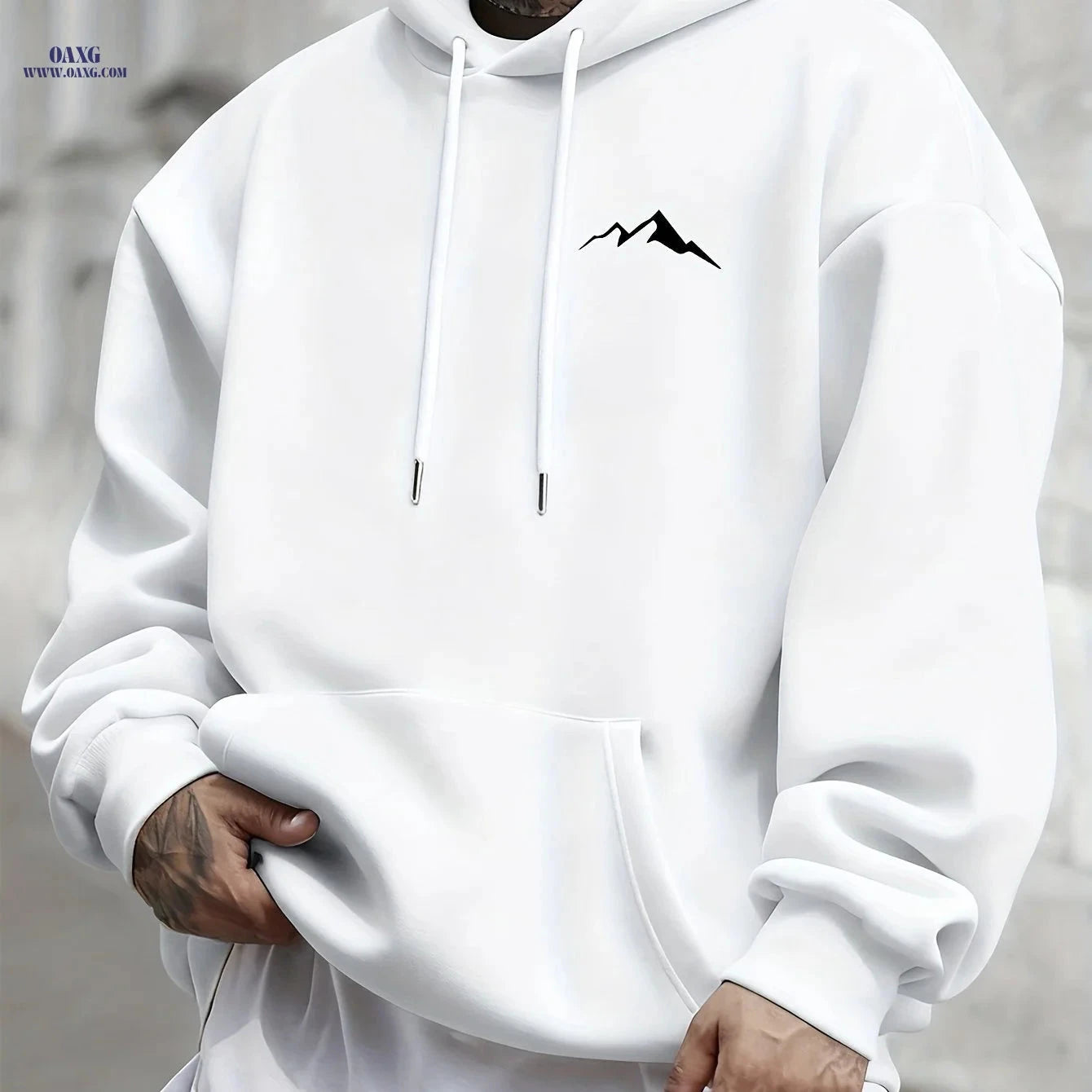 Casual Hooded Sweatshirt for Men - Wrinkle-Resistant & Easy Care   OAXG Coffee Brown / FR S