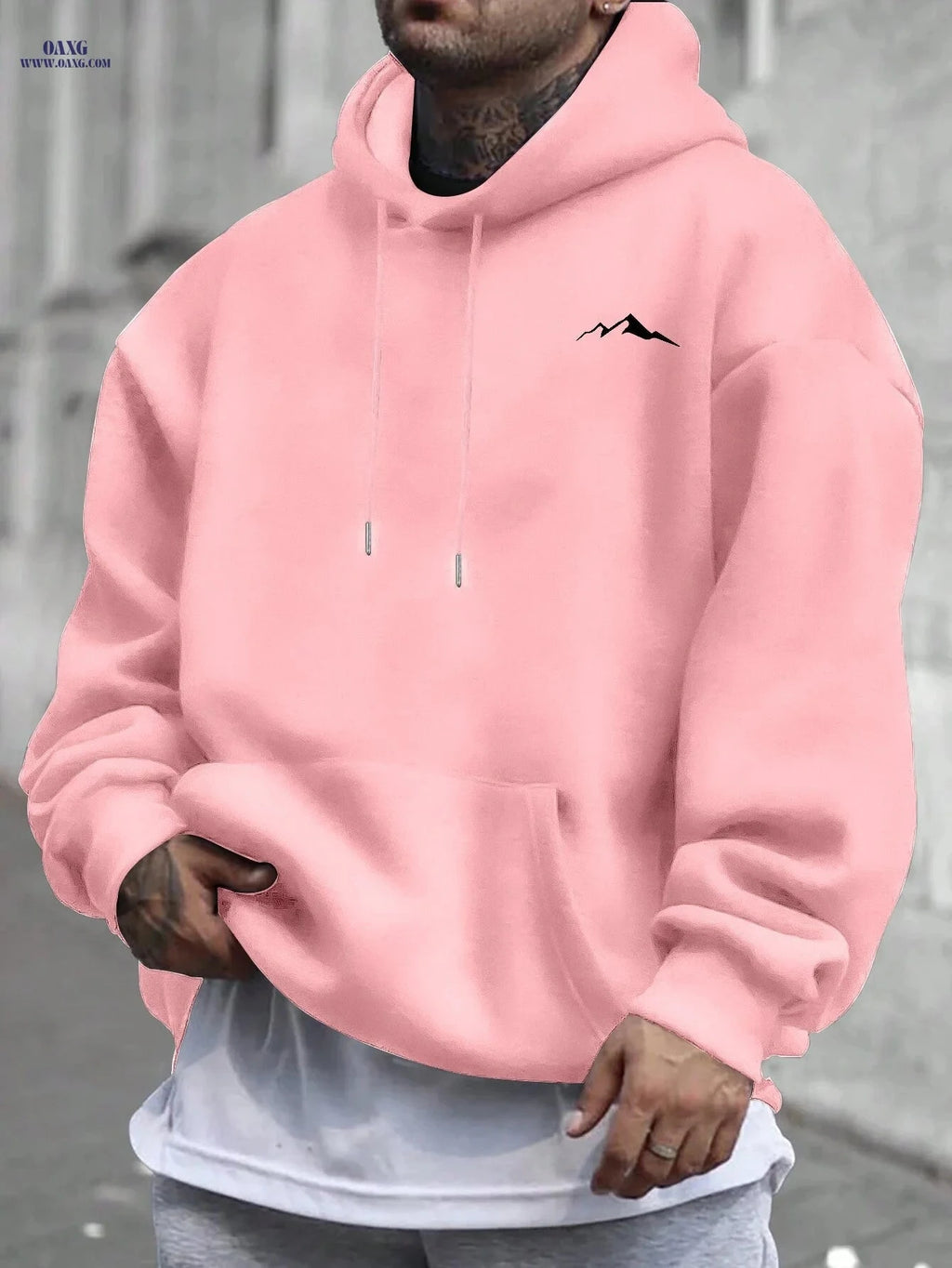 Casual Hooded Sweatshirt for Men - Wrinkle-Resistant & Easy Care   OAXG 