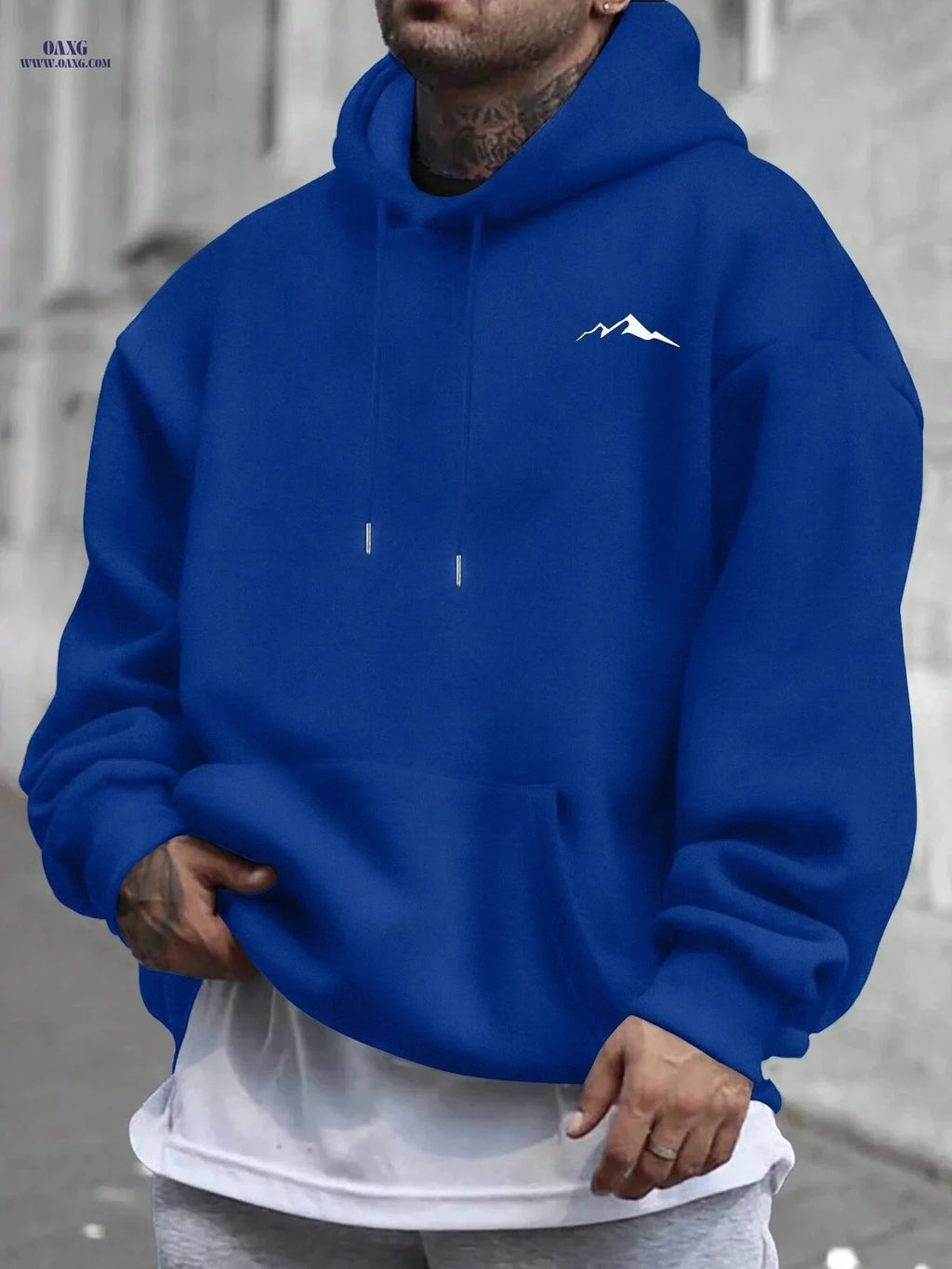 Casual Hooded Sweatshirt for Men - Wrinkle-Resistant & Easy Care   OAXG 