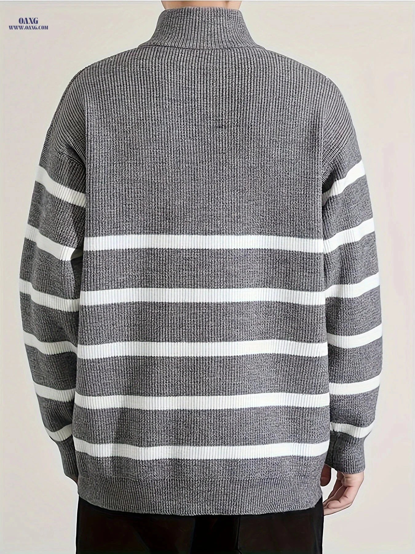 Casual Knit High Neck Zip-Up Sweater for Men - Fall/Winter Style   OAXG Black / FR S