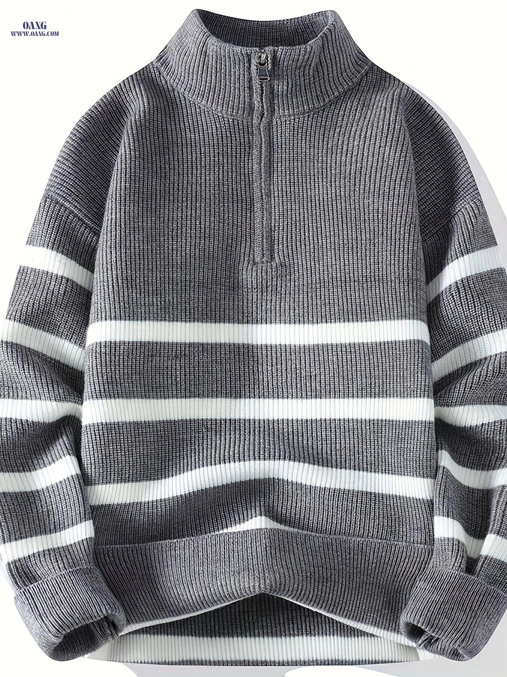 Casual Knit High Neck Zip-Up Sweater for Men - Fall/Winter Style   OAXG Black / FR S