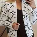Casual Long-Sleeve Blazer Top - European & American Style Print   OAXG White / S