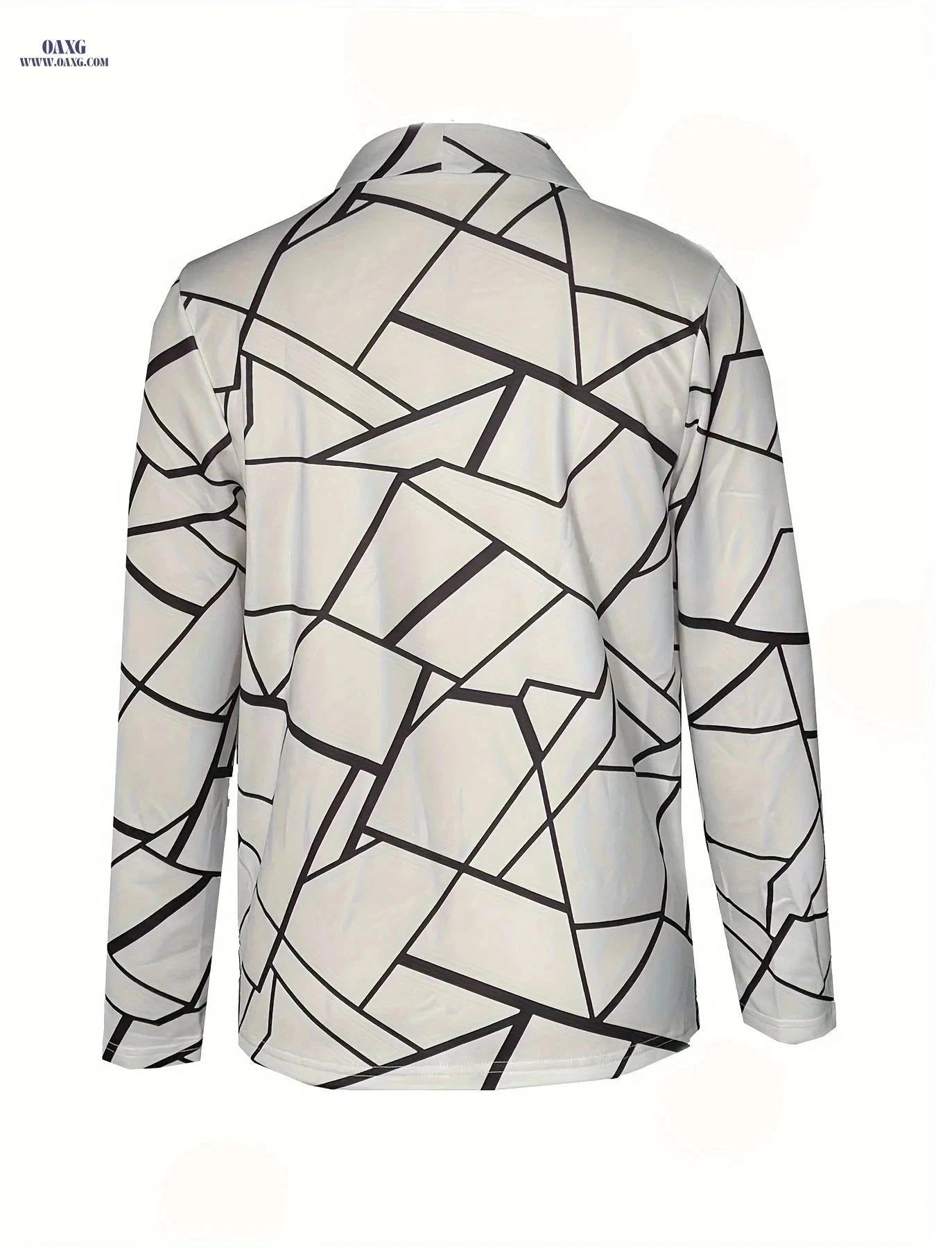Casual Long-Sleeve Blazer Top - European & American Style Print   OAXG White / S
