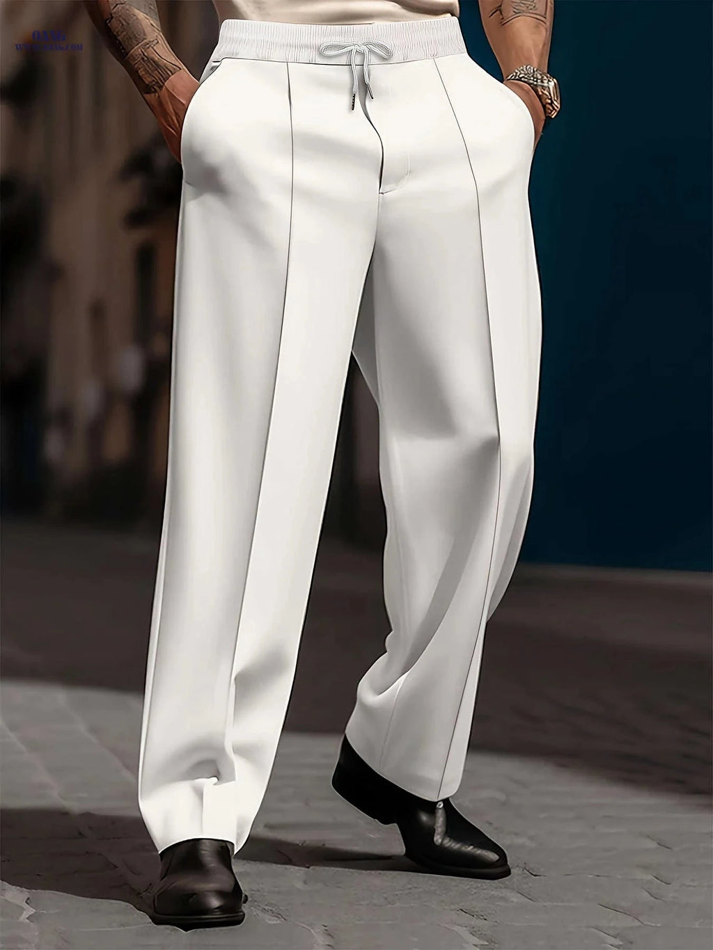 Casual Loose-Fit Long Trousers - Colorful Light Patterns for All Seasons   OAXG 