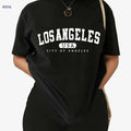 Casual Los Angeles Print Two-Piece Set - Short Sleeve T-Shirt & Shorts   OAXG Black / S