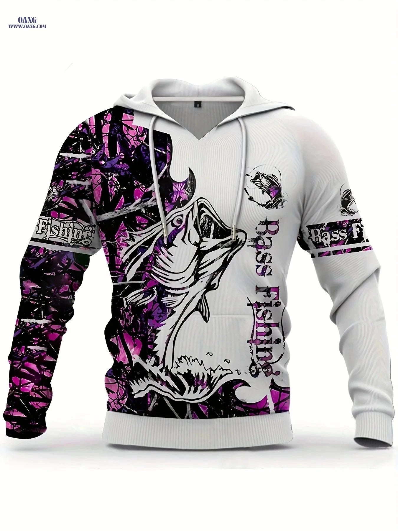 Casual Men's 3D Fish Print Hoodie - Long Sleeve Outdoor Top   OAXG Sky Blue+white+black / FR M