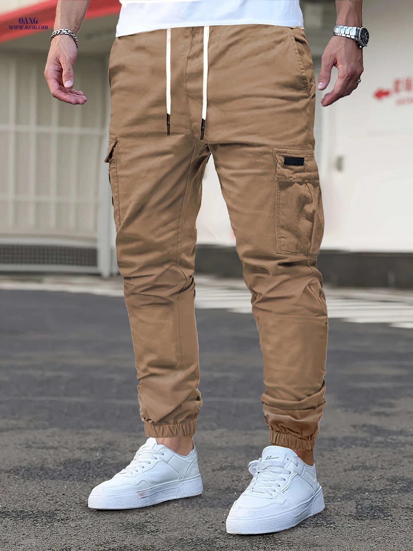 Casual Men's Cargo Pants - Front-Tie, Perfect for Everyday Wear   OAXG 