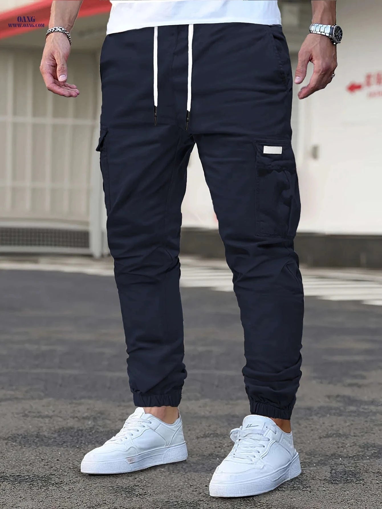 Casual Men's Cargo Pants - Front-Tie, Perfect for Everyday Wear   OAXG Khaki / FR S