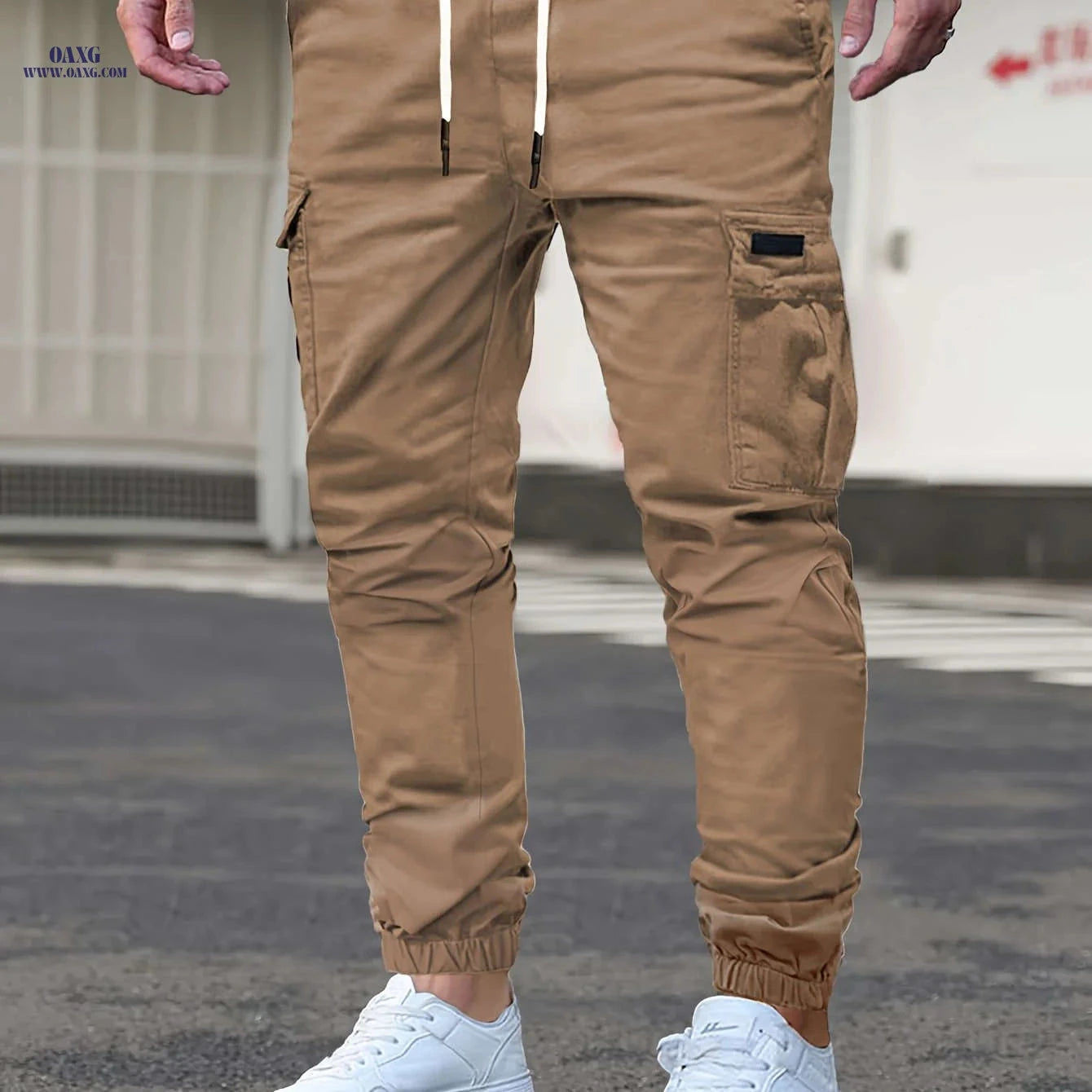 Casual Men's Cargo Pants - Front-Tie, Perfect for Everyday Wear   OAXG Khaki / FR S