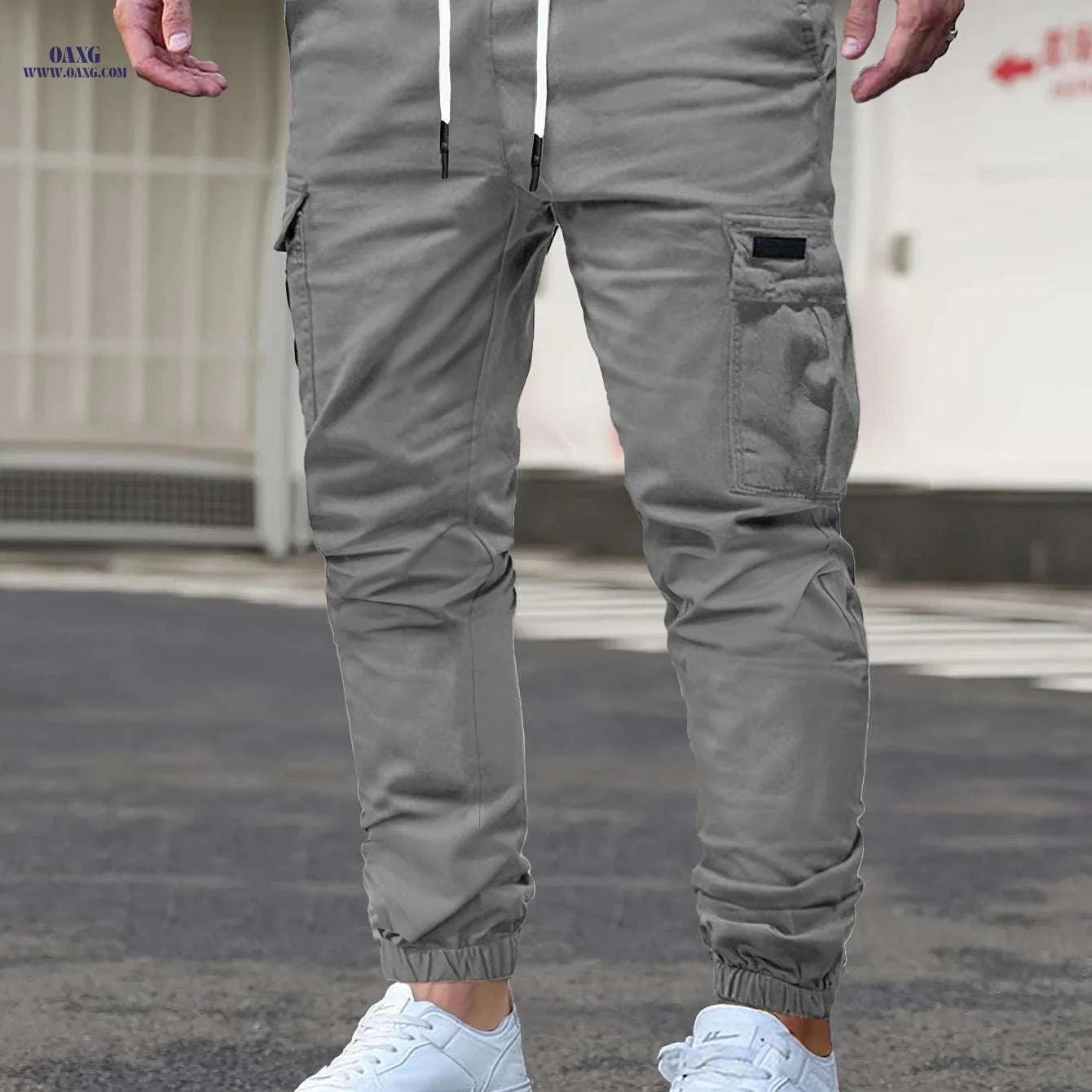 Casual Men's Cargo Pants - Front-Tie, Perfect for Everyday Wear   OAXG Khaki / FR S