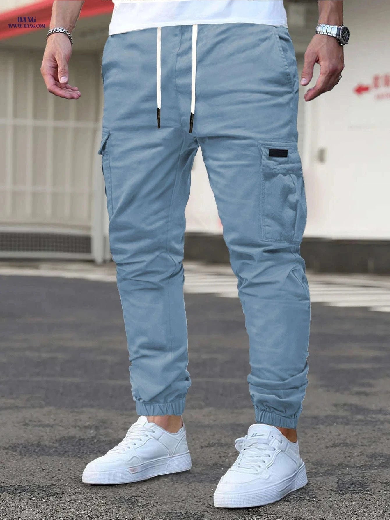 Casual Men's Cargo Pants - Front-Tie, Perfect for Everyday Wear   OAXG Khaki / FR S