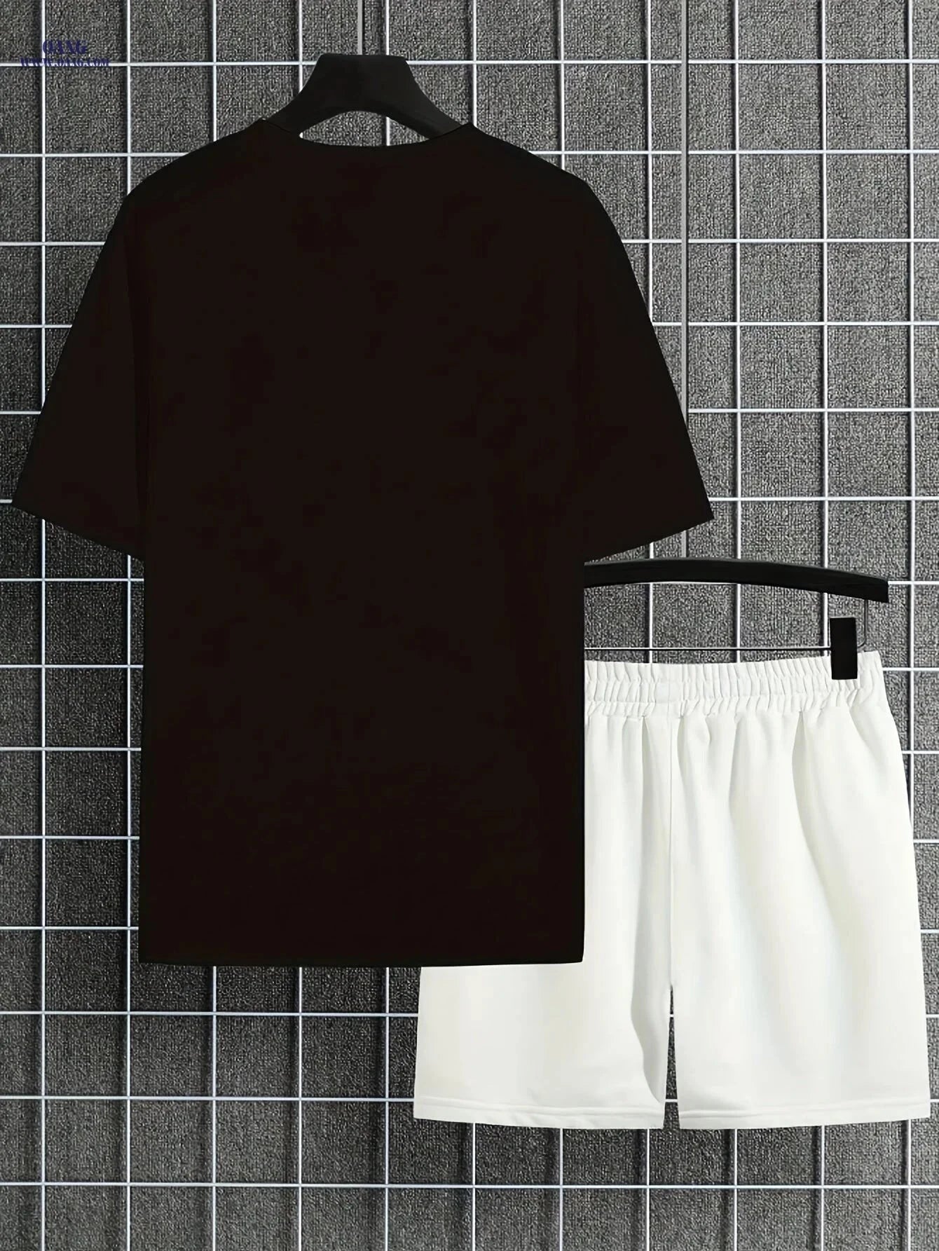 Casual Men's Deer Pattern T-shirt and Shorts Set - Summer Ready   OAXG Black / FR S