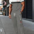 Casual Men's Digital Print T-Shirt & Pants Set - Stretchy Polyester   OAXG 