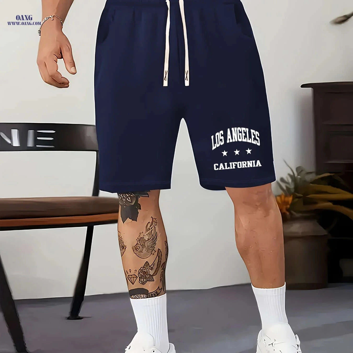 Casual Men's Fashion Print Shorts - Drawstring, Lightweight & Comfortable   OAXG 
