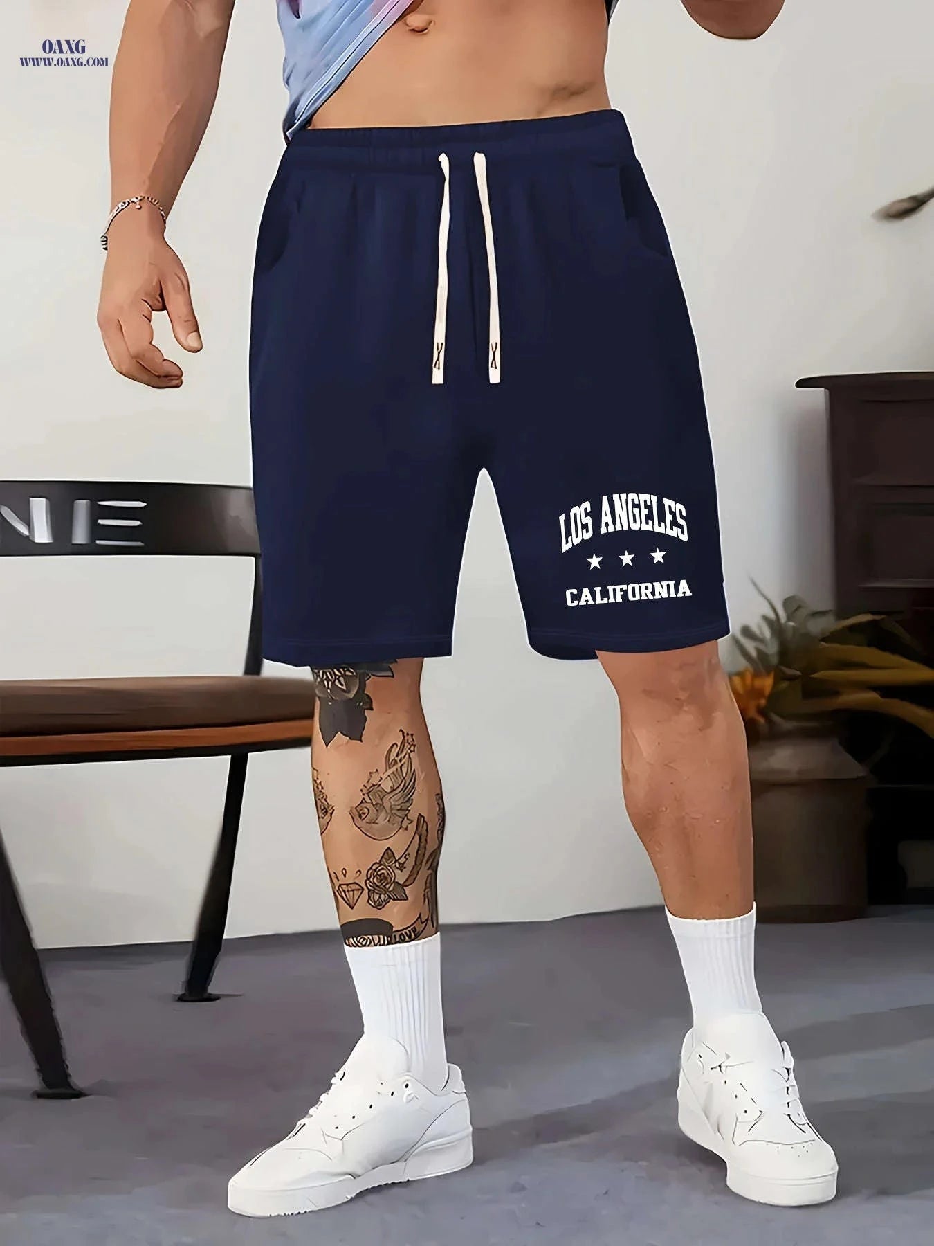 Casual Men's Fashion Print Shorts - Drawstring, Lightweight & Comfortable   OAXG Black / FR S