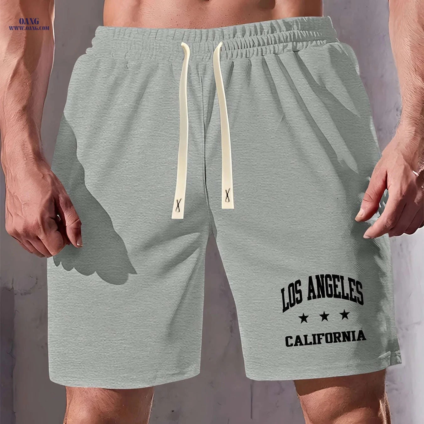 Casual Men's Fashion Print Shorts - Drawstring, Lightweight & Comfortable   OAXG Black / FR S