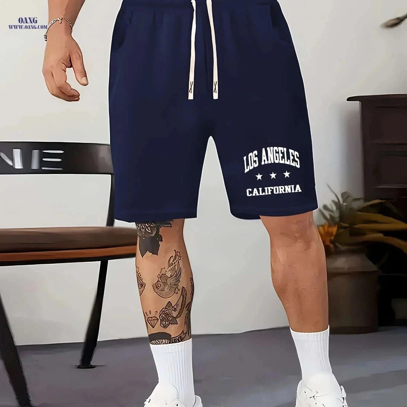 Casual Men's Fashion Print Shorts - Drawstring, Lightweight & Comfortable   OAXG Black / FR S
