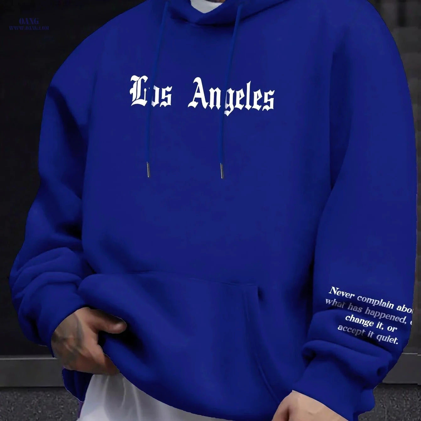Casual Men's Fleece Hoodie - Drawstring Pullover with Kangaroo Pocket   OAXG 