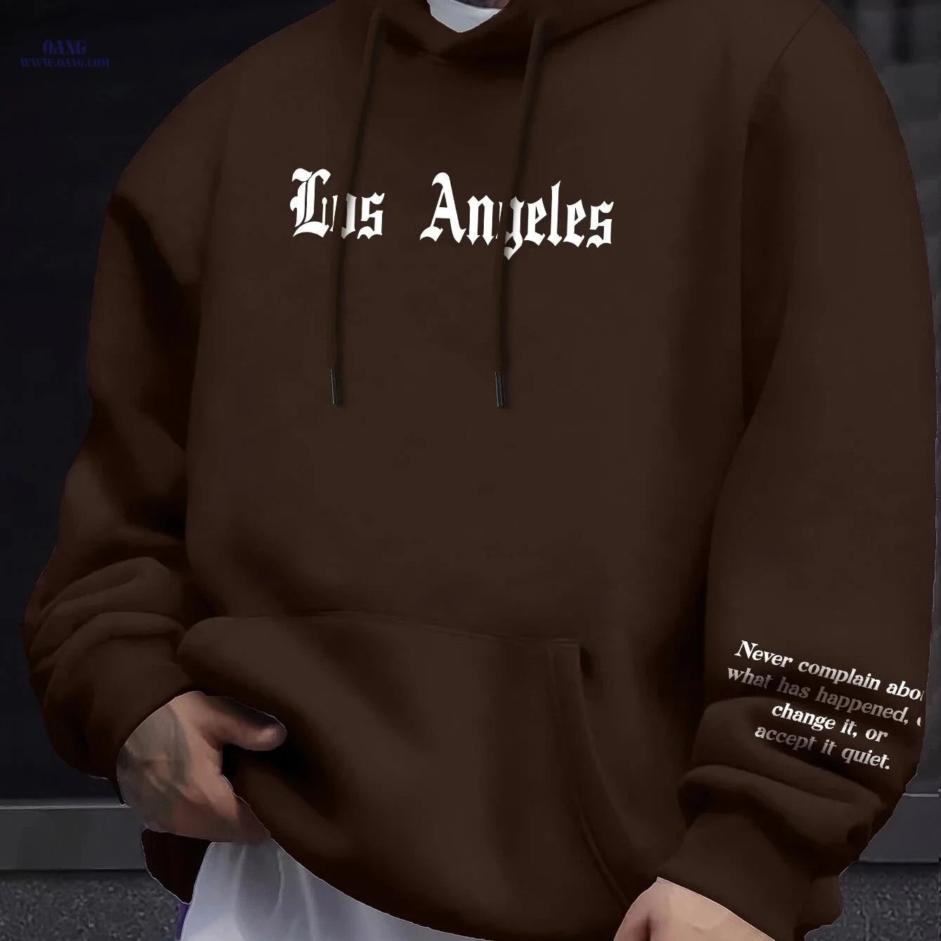 Casual Men's Fleece Hoodie - Drawstring Pullover with Kangaroo Pocket   OAXG 