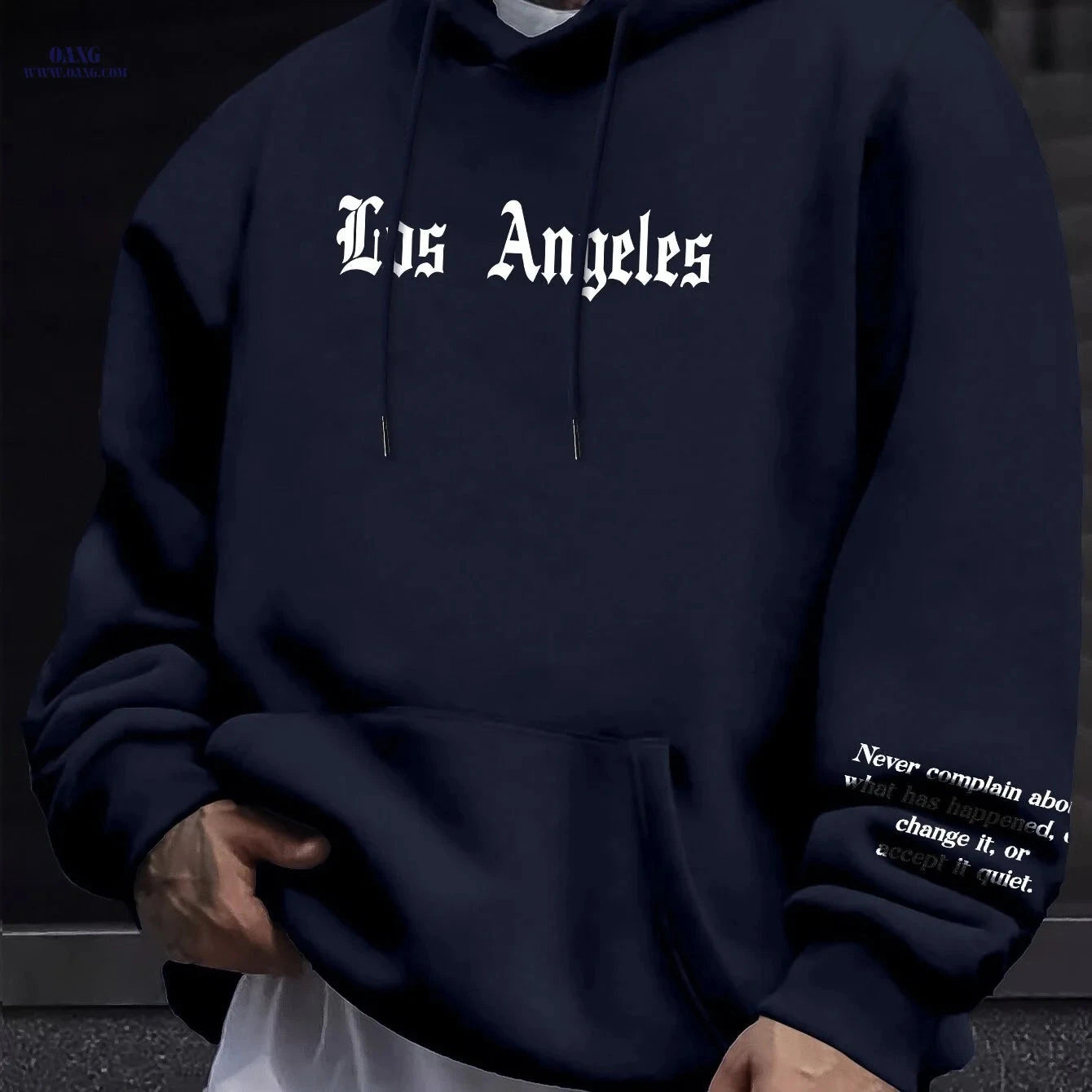 Casual Men's Fleece Hoodie - Drawstring Pullover with Kangaroo Pocket   OAXG 