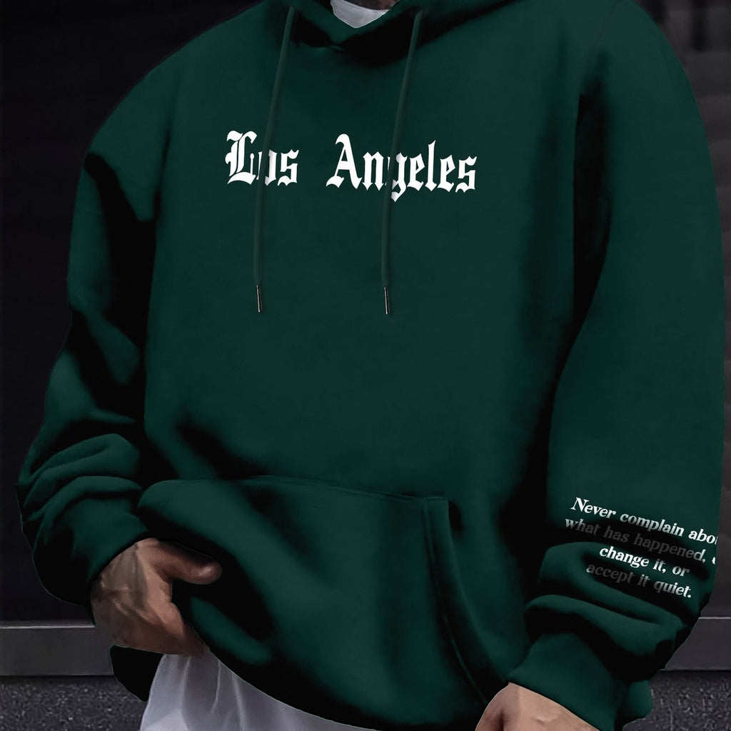 Casual Men's Fleece Hoodie - Drawstring Pullover with Kangaroo Pocket   OAXG 