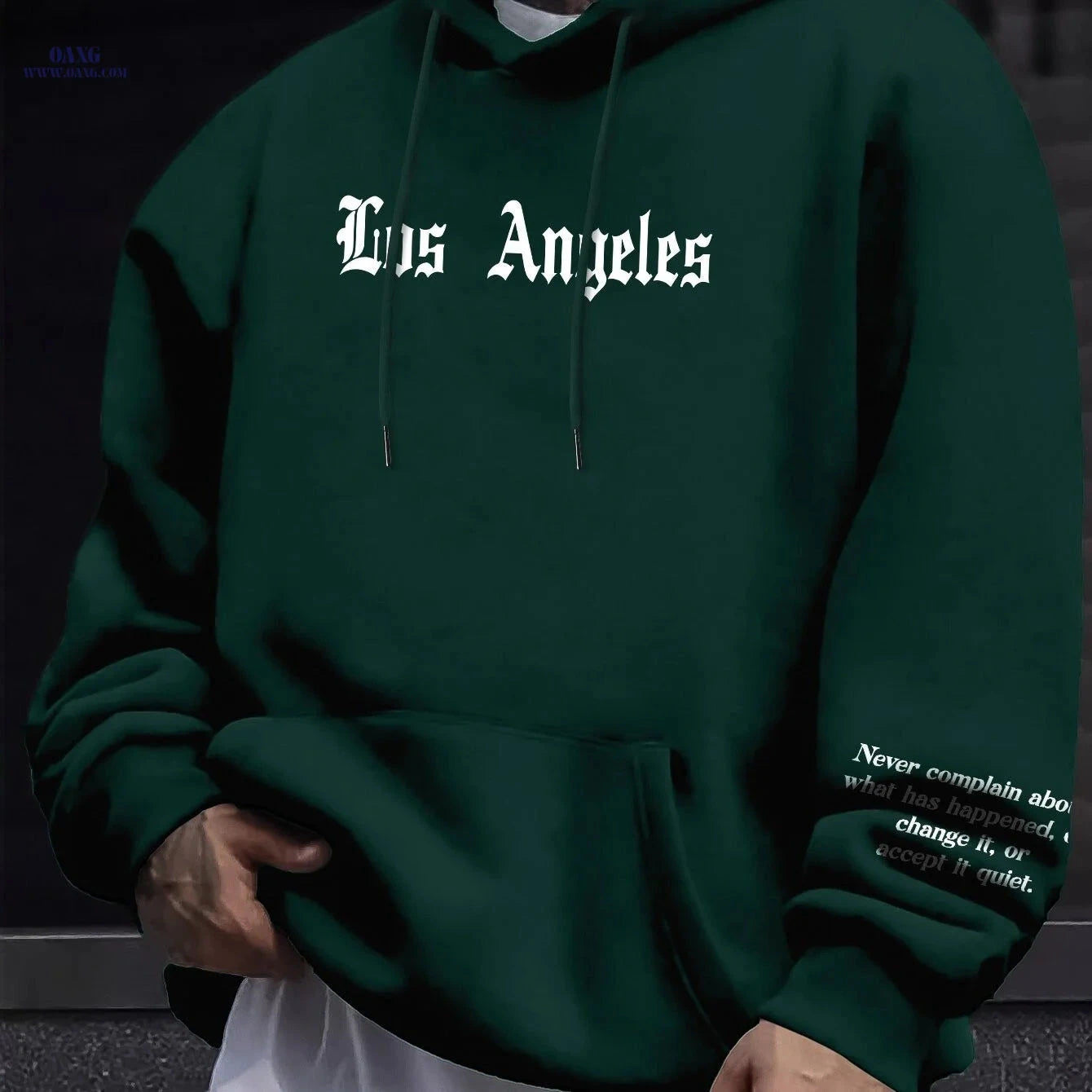 Casual Men's Fleece Hoodie - Drawstring Pullover with Kangaroo Pocket   OAXG Black / FR S