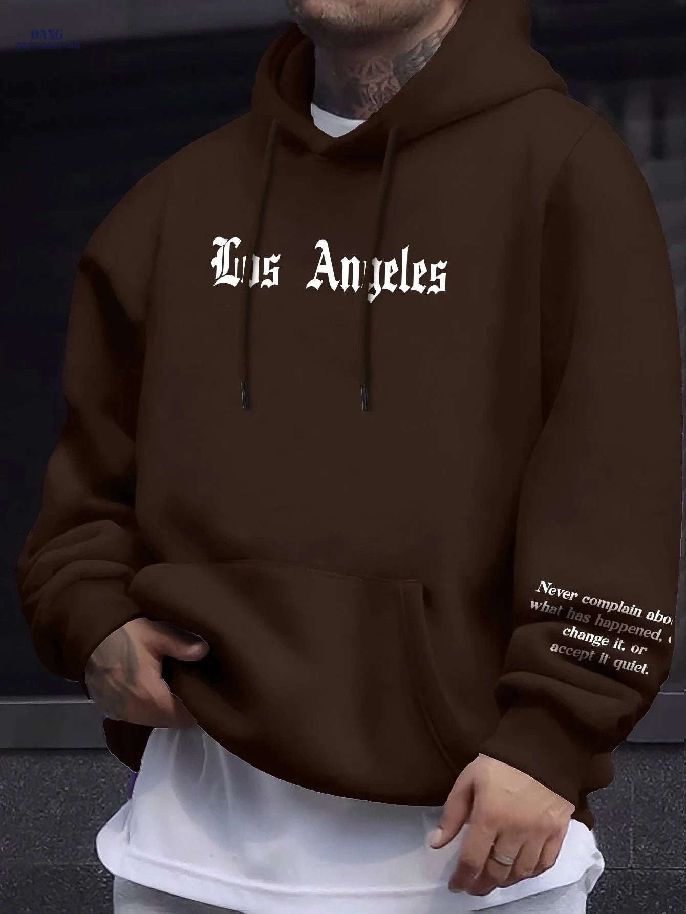 Casual Men's Fleece Hoodie - Drawstring Pullover with Kangaroo Pocket   OAXG Black / FR S