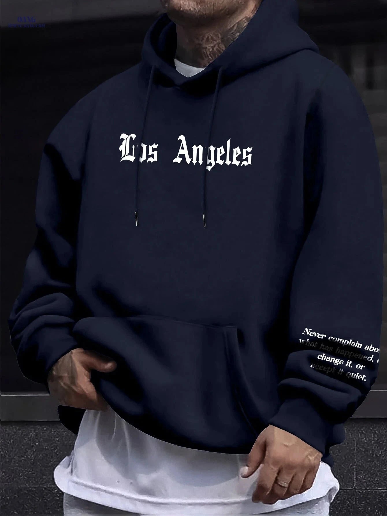 Casual Men's Fleece Hoodie - Drawstring Pullover with Kangaroo Pocket   OAXG Black / FR S