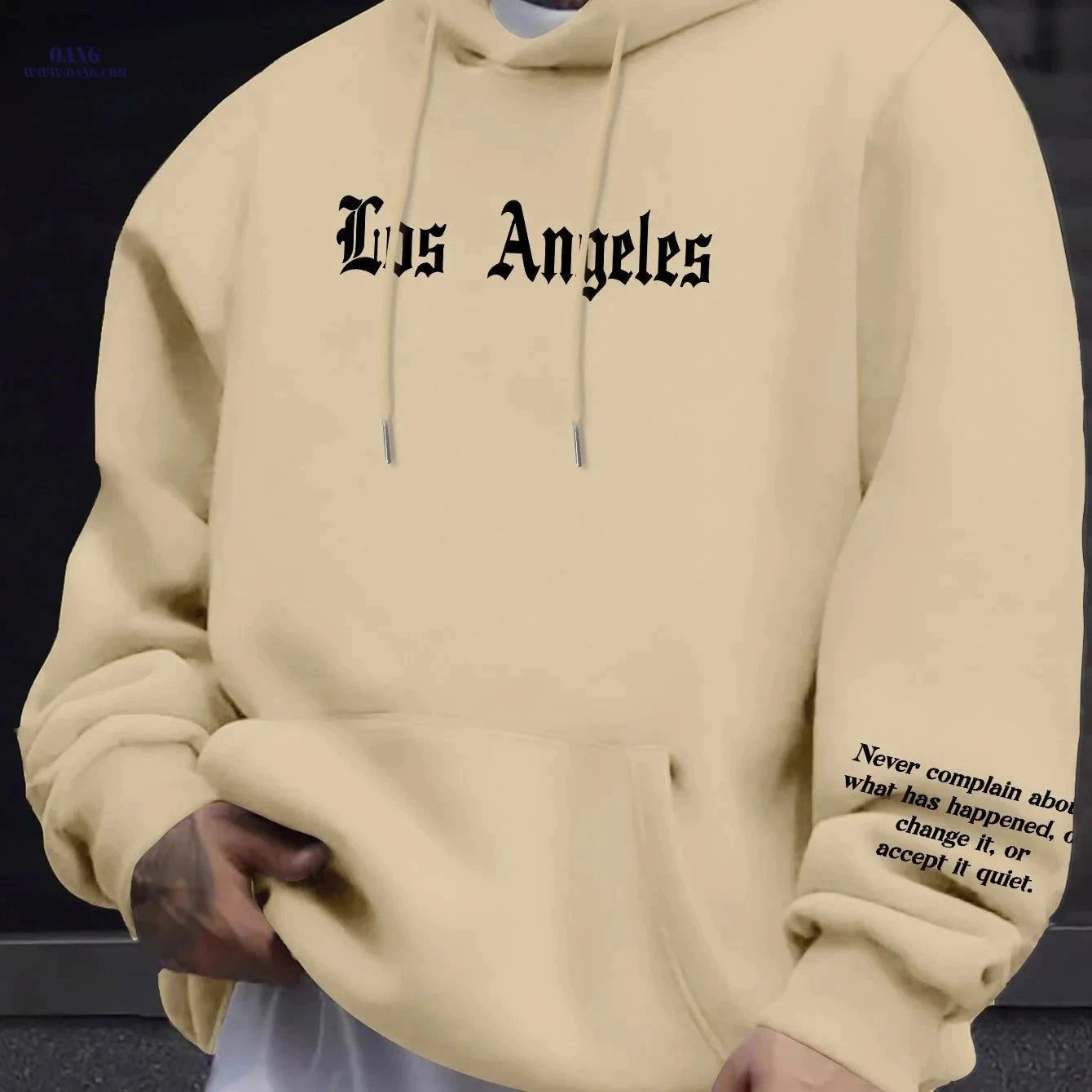 Casual Men's Fleece Hoodie - Drawstring Pullover with Kangaroo Pocket   OAXG Black / FR S