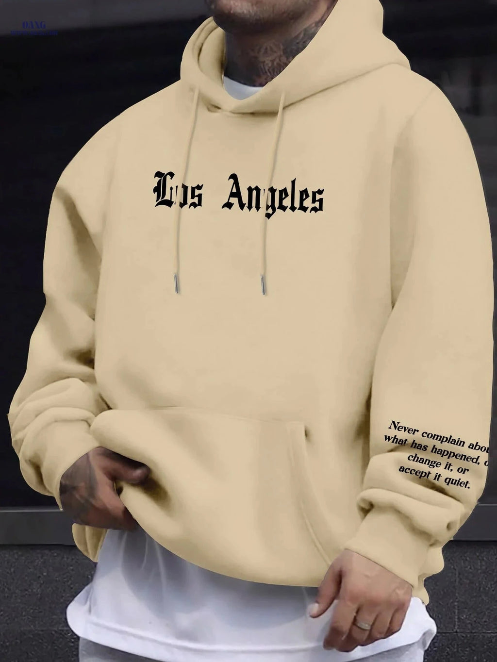 Casual Men's Fleece Hoodie - Drawstring Pullover with Kangaroo Pocket   OAXG Black / FR S