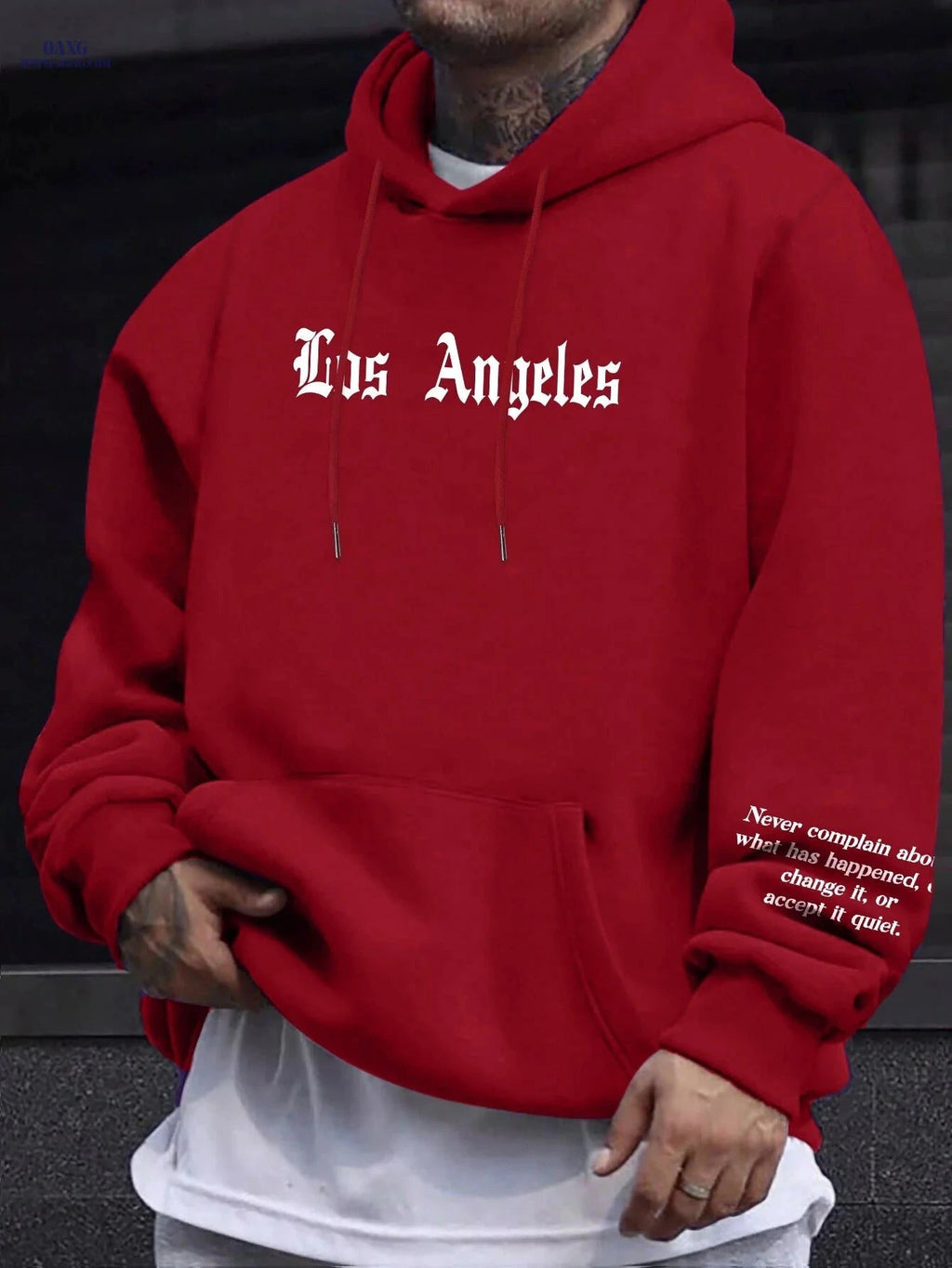 Casual Men's Fleece Hoodie - Drawstring Pullover with Kangaroo Pocket   OAXG Black / FR S