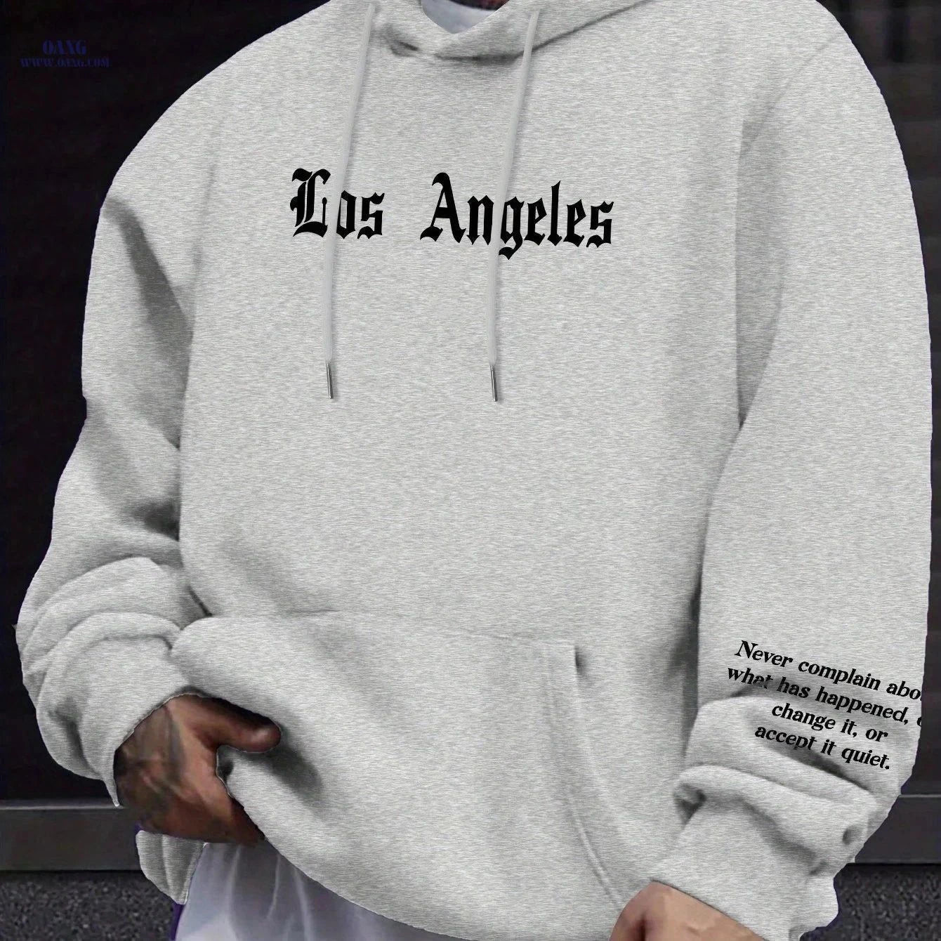 Casual Men's Fleece Hoodie - Drawstring Pullover with Kangaroo Pocket   OAXG Black / FR S