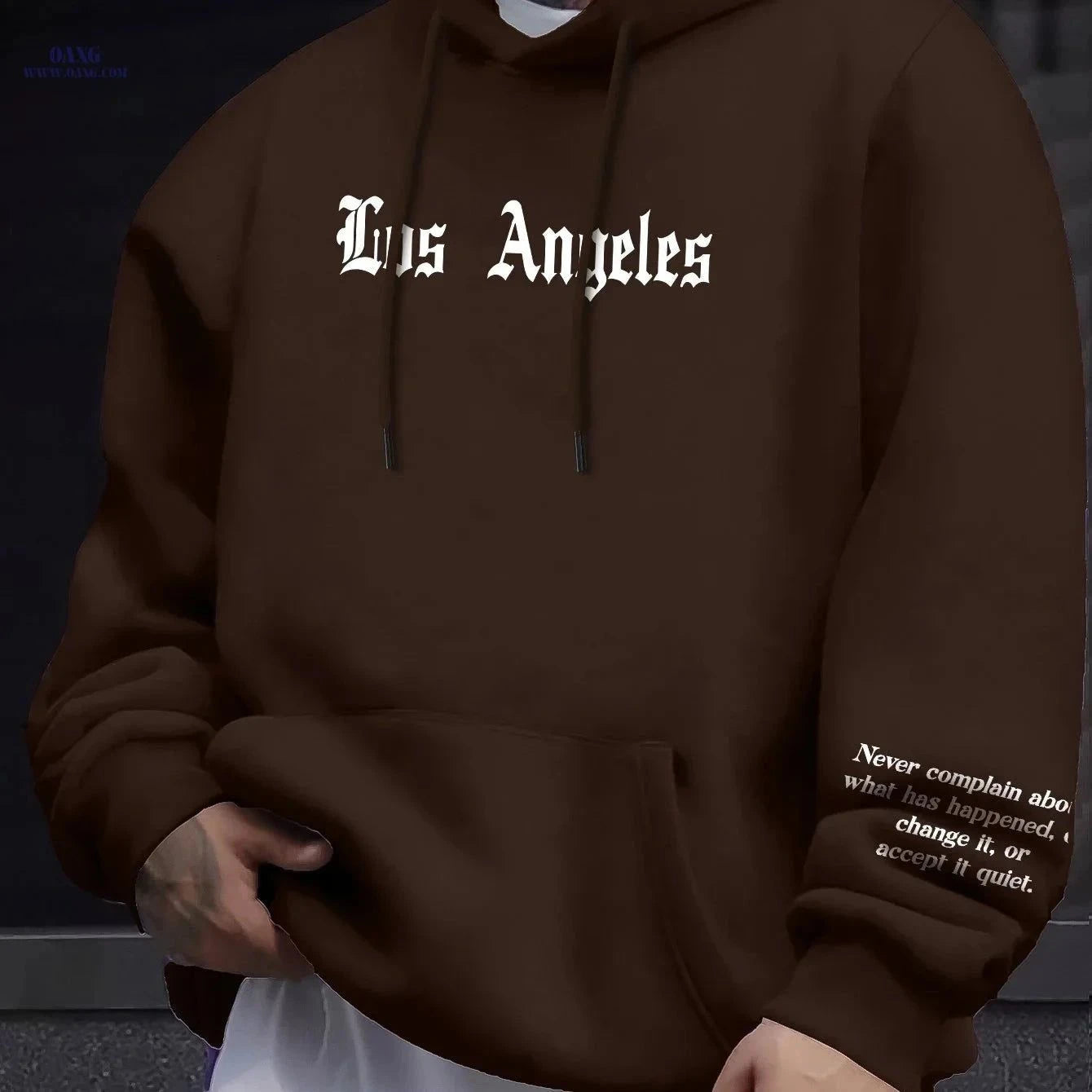 Casual Men's Fleece Hoodie - Drawstring Pullover with Kangaroo Pocket   OAXG Black / FR S