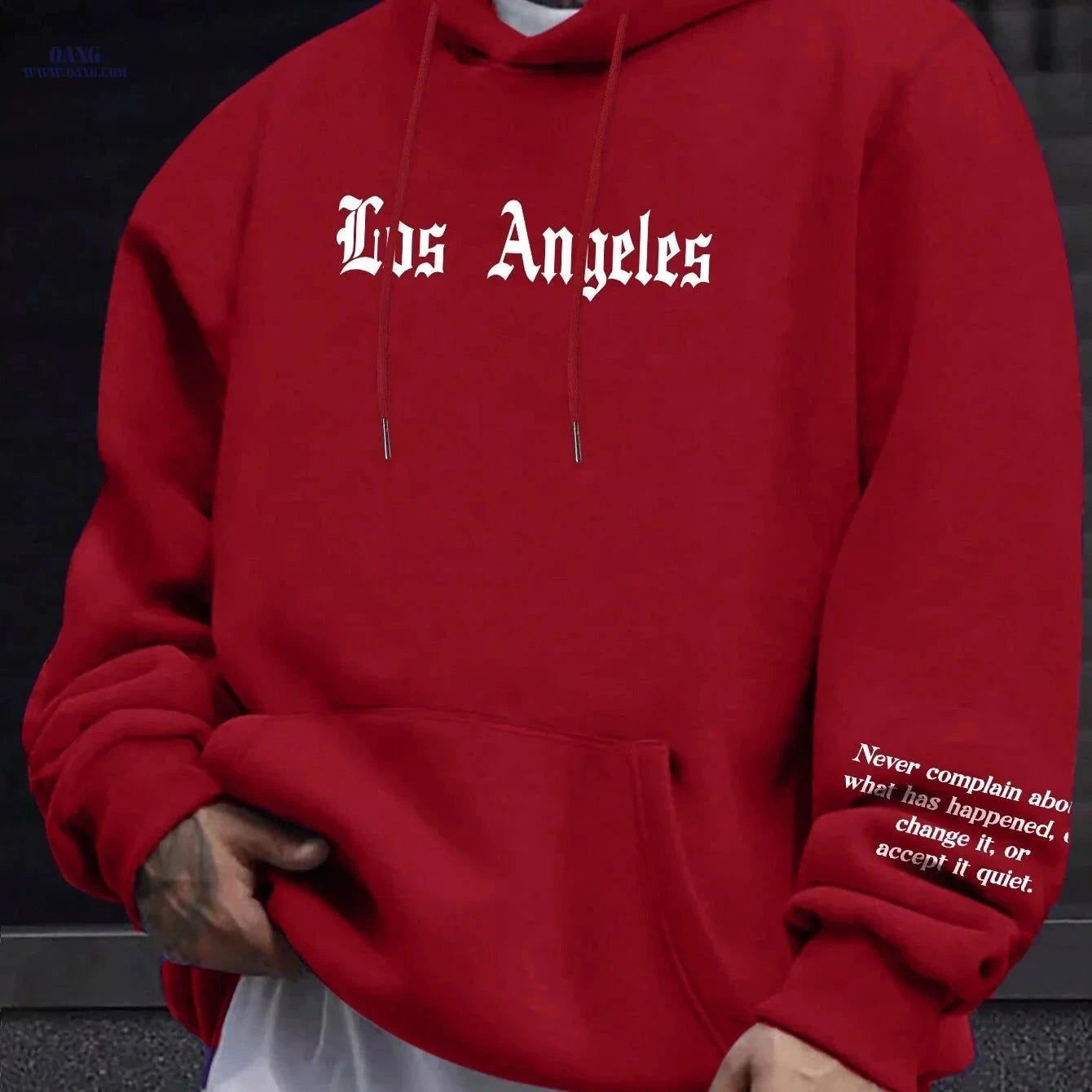 Casual Men's Fleece Hoodie - Drawstring Pullover with Kangaroo Pocket   OAXG Black / FR S