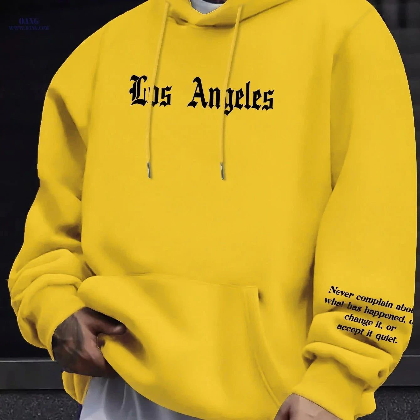 Casual Men's Fleece Hoodie - Drawstring Pullover with Kangaroo Pocket   OAXG Black / FR S
