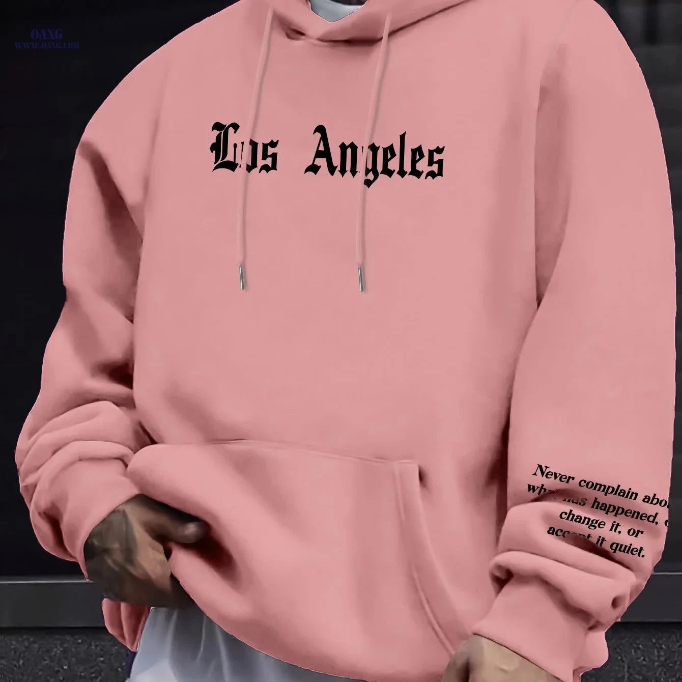 Casual Men's Fleece Hoodie - Drawstring Pullover with Kangaroo Pocket   OAXG 