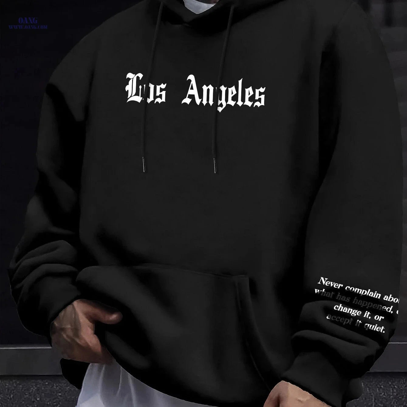 Casual Men's Fleece Hoodie - Drawstring Pullover with Kangaroo Pocket   OAXG 