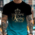 Casual Men's Gradient T-Shirt - Lightweight Crew Neck, KING Print   OAXG 