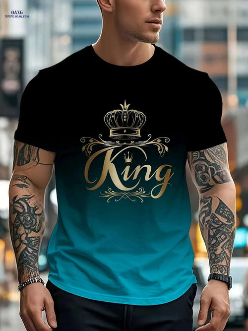Casual Men's Gradient T-Shirt - Lightweight Crew Neck, KING Print   OAXG PYDX19 / S