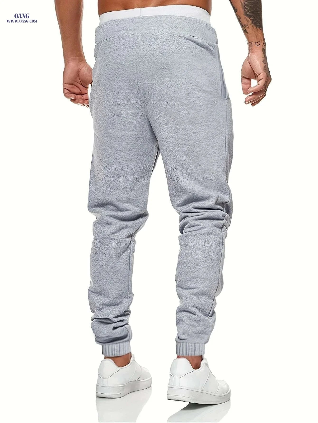 Casual Men’s Graphic Print Sweatpants - Drawstring & Stretch Fit   OAXG Light Grey / S