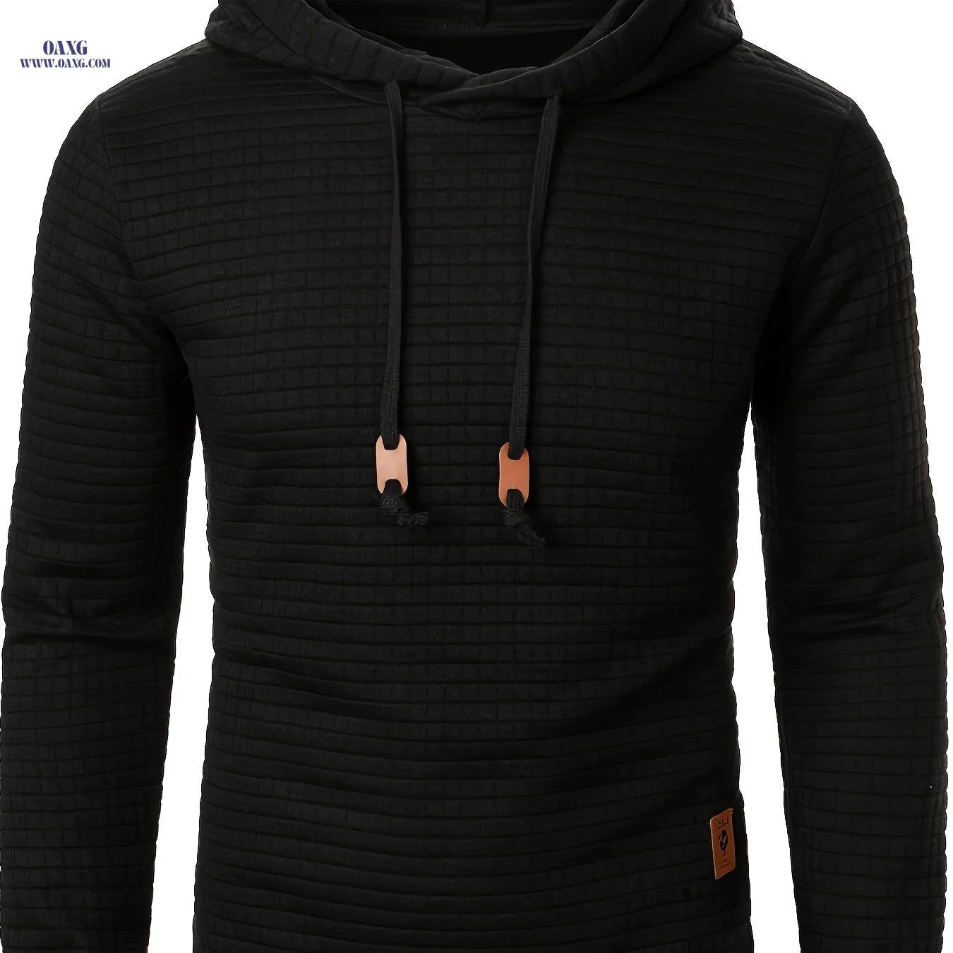 Casual Men's Jacquard Knit Hoodie - Long Sleeve, Warm Colors   OAXG 