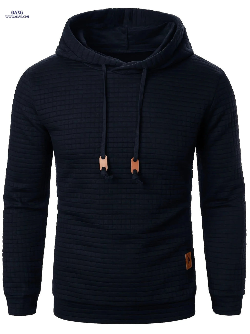 Casual Men's Jacquard Knit Hoodie - Long Sleeve, Warm Colors   OAXG 