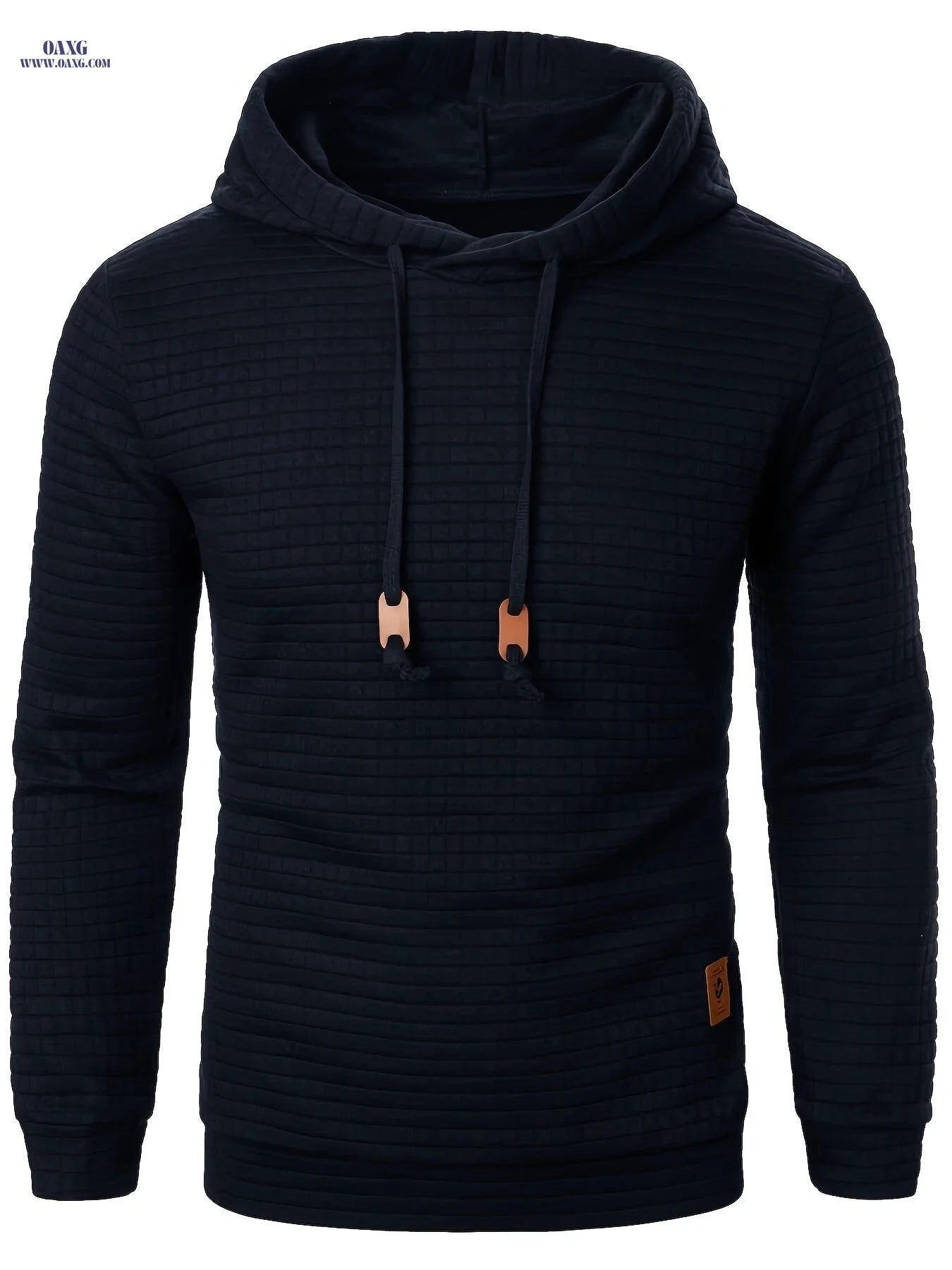 Casual Men's Jacquard Knit Hoodie - Long Sleeve, Warm Colors   OAXG 