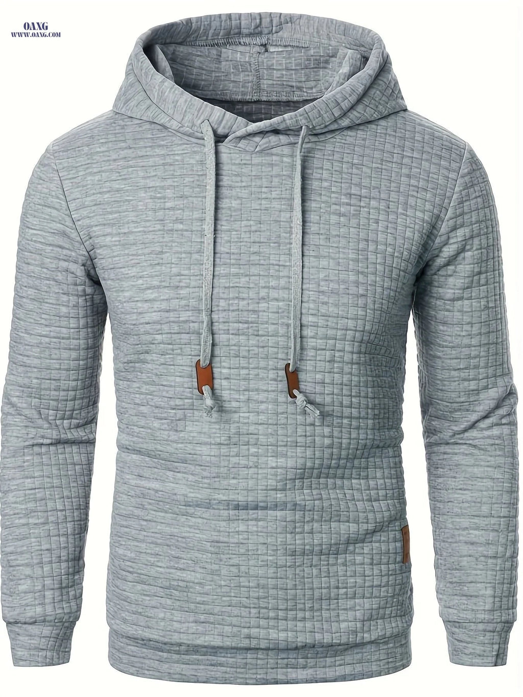 Casual Men's Jacquard Knit Hoodie - Long Sleeve, Warm Colors   OAXG 