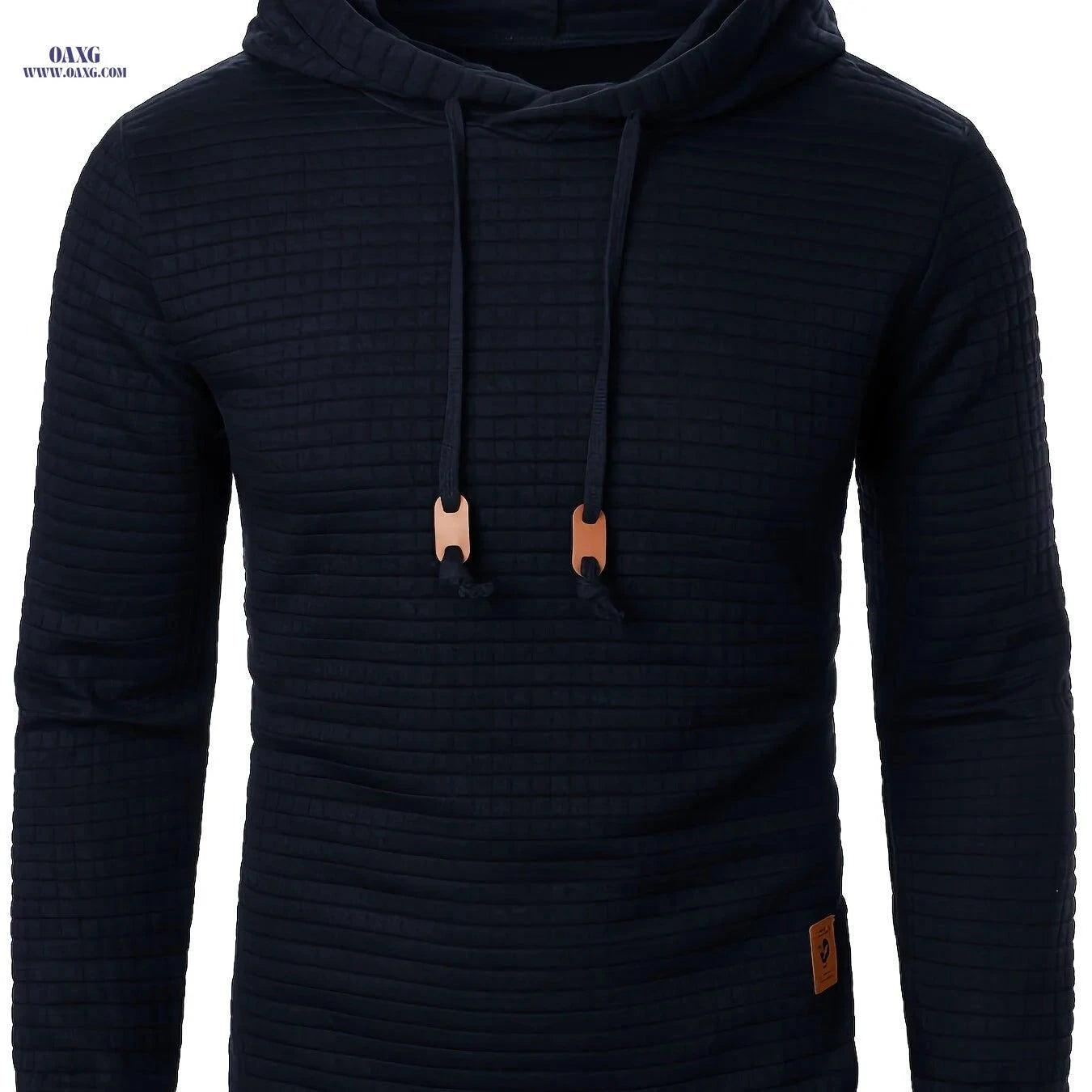 Casual Men's Jacquard Knit Hoodie - Long Sleeve, Warm Colors   OAXG 