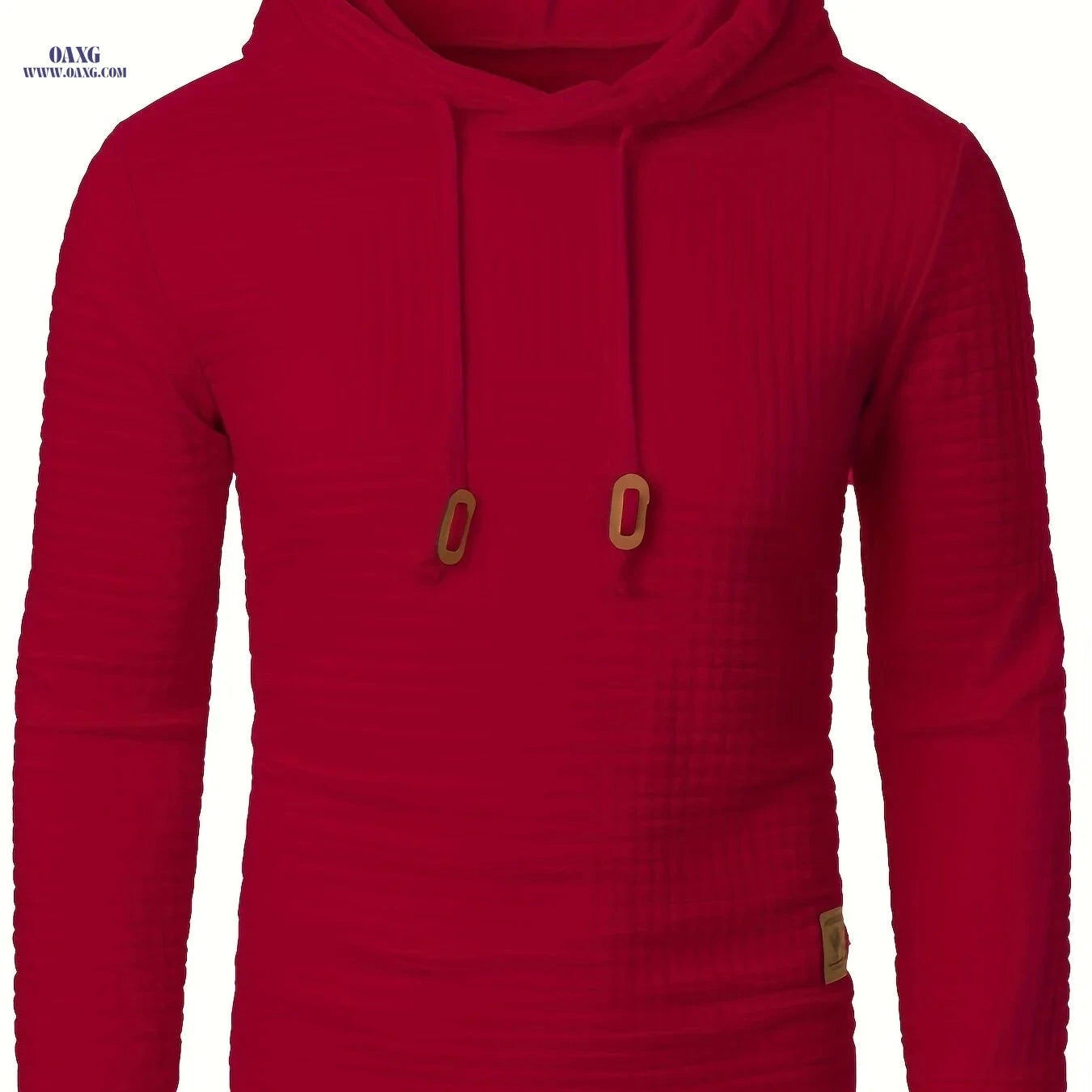 Casual Men's Jacquard Knit Hoodie - Long Sleeve, Warm Colors   OAXG 