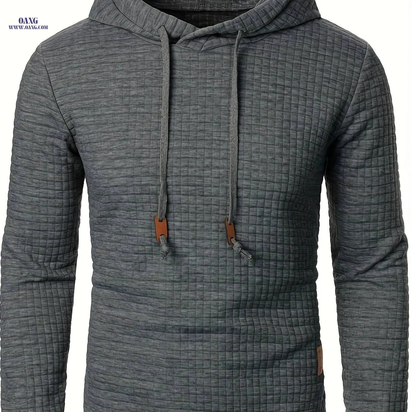 Casual Men's Jacquard Knit Hoodie - Long Sleeve, Warm Colors   OAXG 