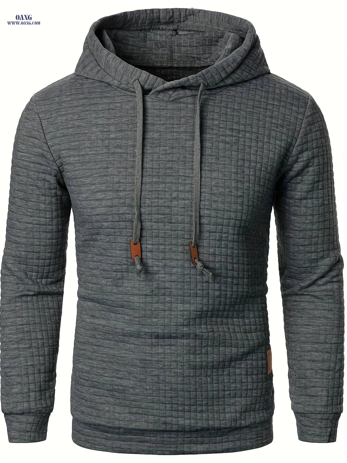 Casual Men's Jacquard Knit Hoodie - Long Sleeve, Warm Colors   OAXG 